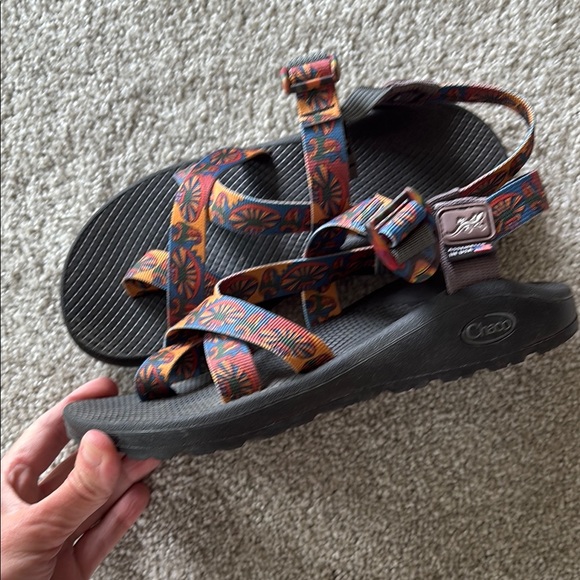 Chaco Black and Orange Sandals with Adjustable Straps - Picture 3 of 5